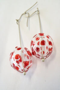 Hollow Bead Earrings - Red Polka Dots