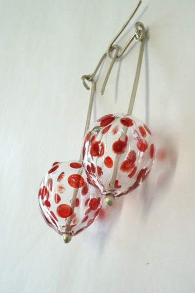 Hollow Bead Earrings - Red Polka Dots