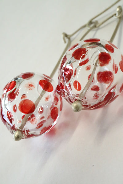 Hollow Bead Earrings - Red Polka Dots